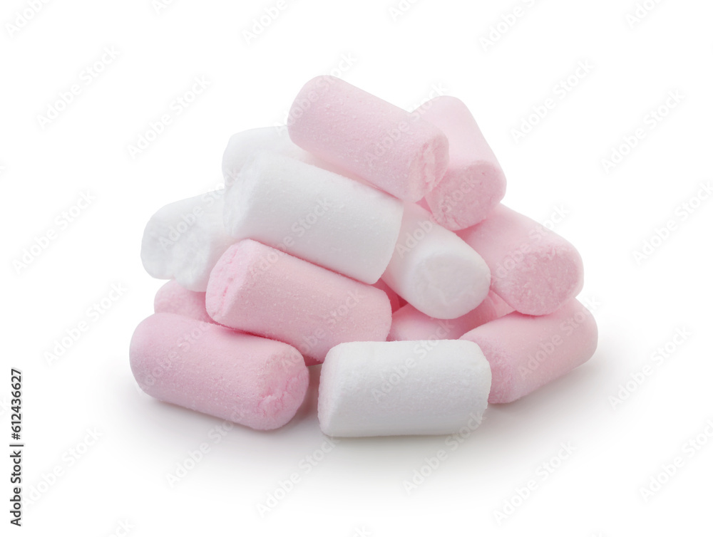 Pile of marshmallows isolated on white. Pile of marshmallows isolated on white.