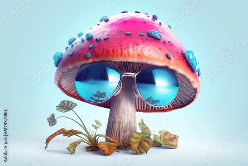 Cool mushrooms wearing sunglasses