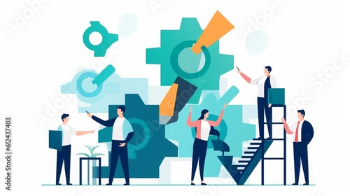 Strategy. Teamwork. Growth. Business illustration, Generative AI