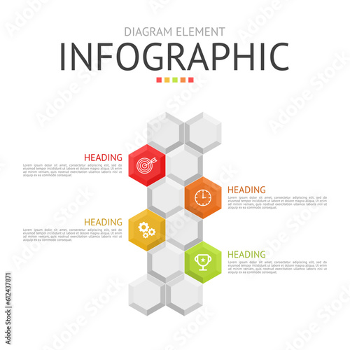 diamond hexagon hive line for infographic. used for process diagram, presentation, working flow, information layout, banner, chart, and graph. business concept with 4 options. data visualization.