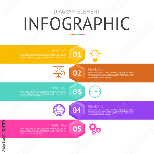 diamond hexagon with line for infographic. used for process diagram, presentation, working flow, information layout, banner, chart, and graph. business concept with 5 options. data visualization.