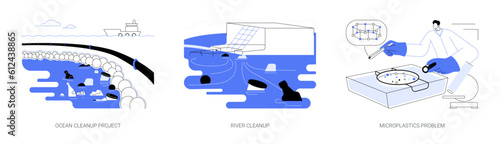 Plastic clean up abstract concept vector illustrations.