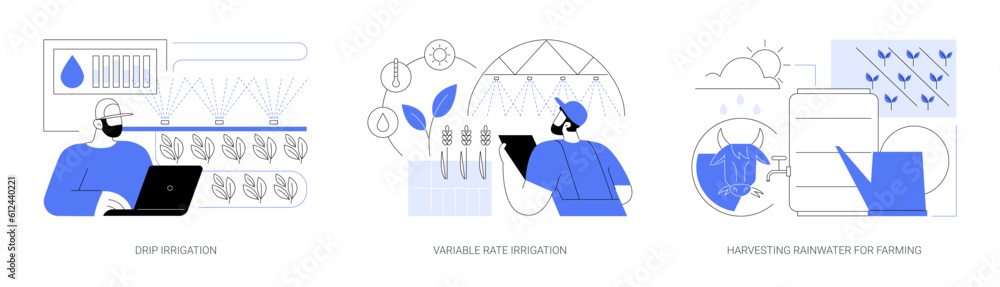 Obraz premium Precision irrigation abstract concept vector illustrations.