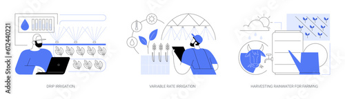 Precision irrigation abstract concept vector illustrations.