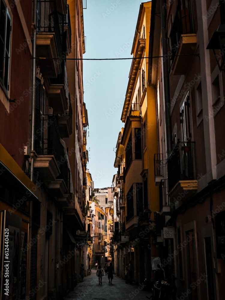 Narrow street in Palma de Mallorca, Spain