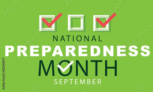 September is National Preparedness Month. background, banner, card, poster, template. Vector illustration.