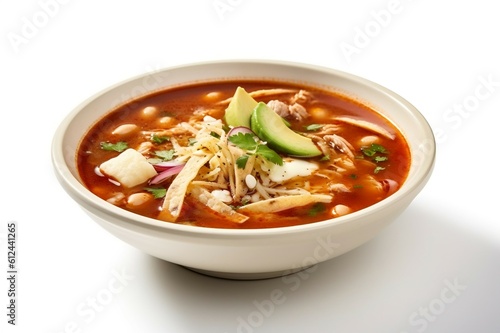 Mexican traditional pozole. Created with Generative AI technology
