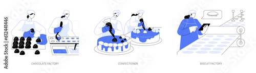 Chocolate making abstract concept vector illustrations.
