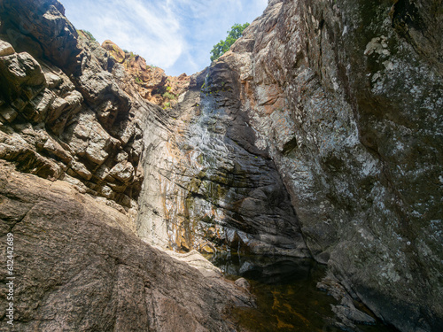 Sunny view of the Post Oak Waterfall landscape of Wichita Mountains