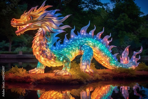 luminous figure of a chinese dragon created with Generative AI technology © StockMedia