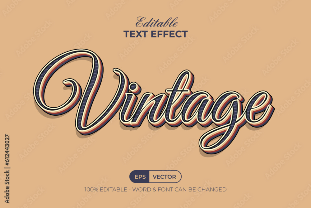 Vintage text effect layered color style. Editable text effect.