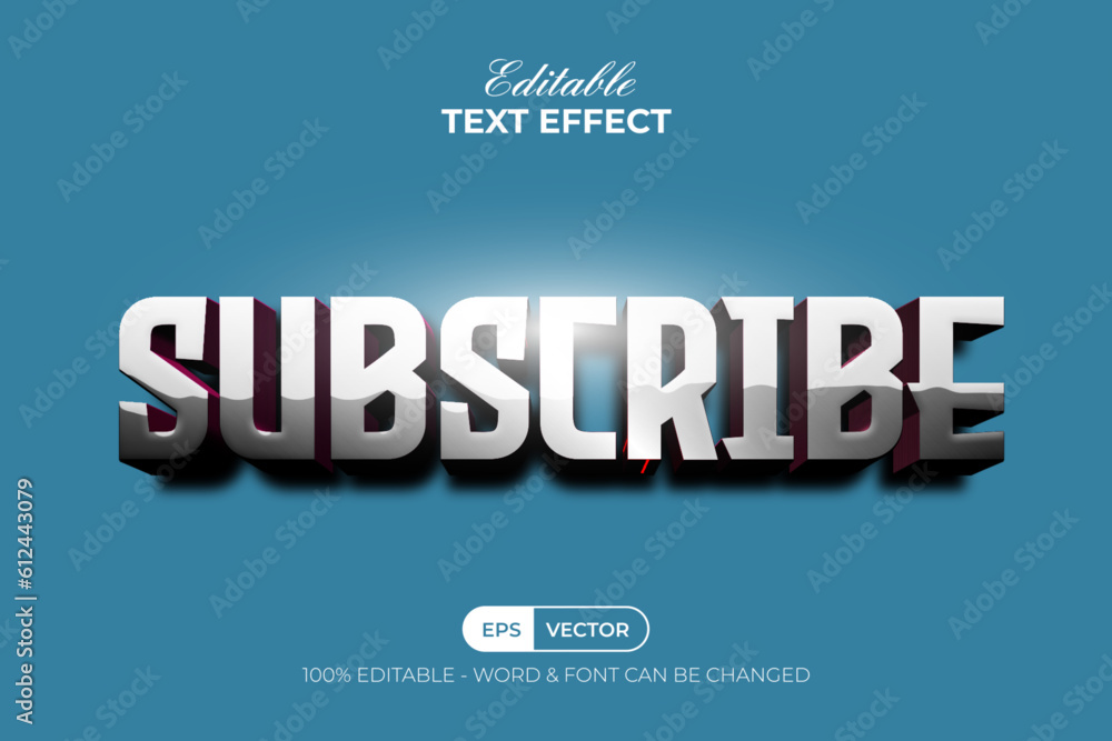 Obraz premium Subscribe text effect silver style. Editable text effect.