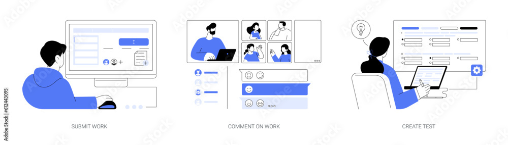 Online Teaching Software Features Abstract Concept Vector Illustrations