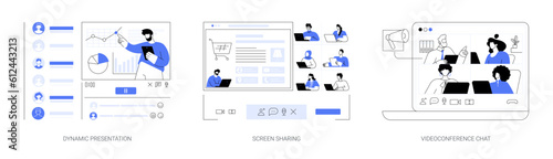 Meeting management abstract concept vector illustrations.