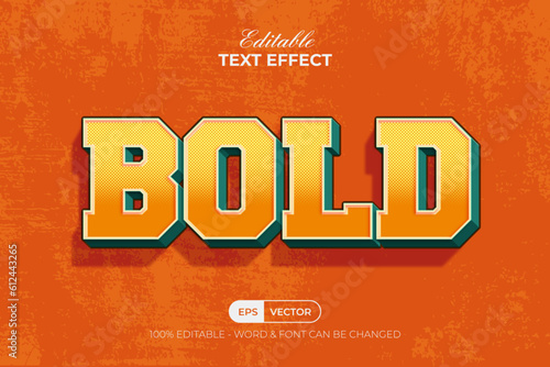 Bold text effect 3d style. Editable text effect.