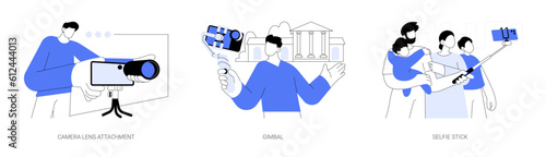 Smartphone accessories abstract concept vector illustrations.