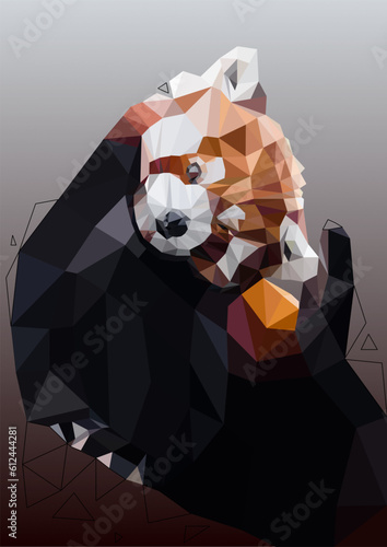 Fototapeta Naklejka Na Ścianę i Meble -  Polygonal style artwork of a red panda