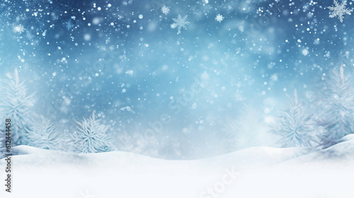 3D rendering of winter background with snowflakes and bokeh. Merry Christmas Concept.Decoration Christmas Concept.