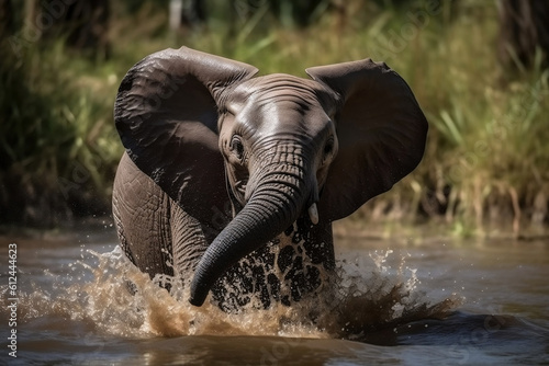 cute baby elephant in water pond africa safari