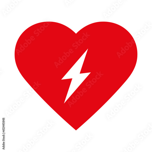 AED automated external defibrillator icon symbol with heart and flash