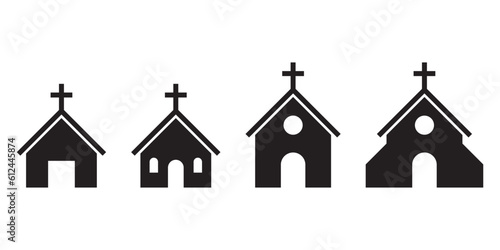 Church silhouette icon set black and white colours