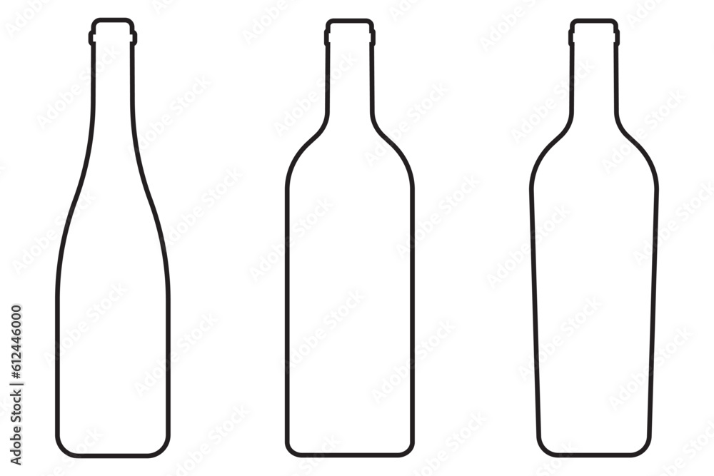 Wine bottle silhouette icon set Wine bottle silhouette icon set