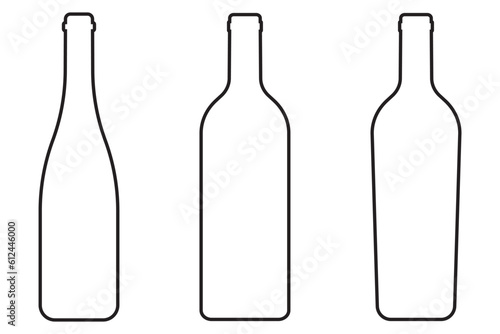 Wine bottle silhouette icon set