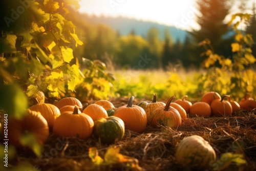 Fall pumpkin field harvest countryside landscape