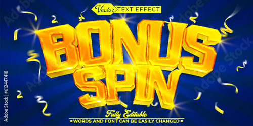 Golden Gamble Bonus Spin Vector Editable Text Effect Template