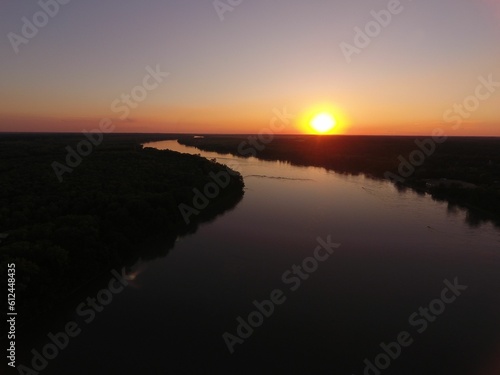 Beautiful sunset over the Missouri river near Rocheport, Missouri photo