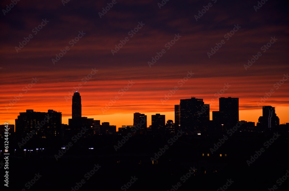 Skyline of Houston, Texas at sunset