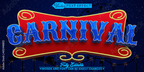 Cartoon Funny Carnival Vector Editable Text Effect Template