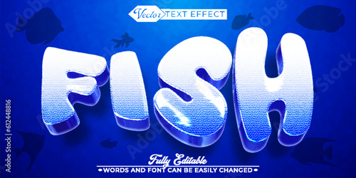 Cartoon Blue Fish Vector Editable Text Effect Template