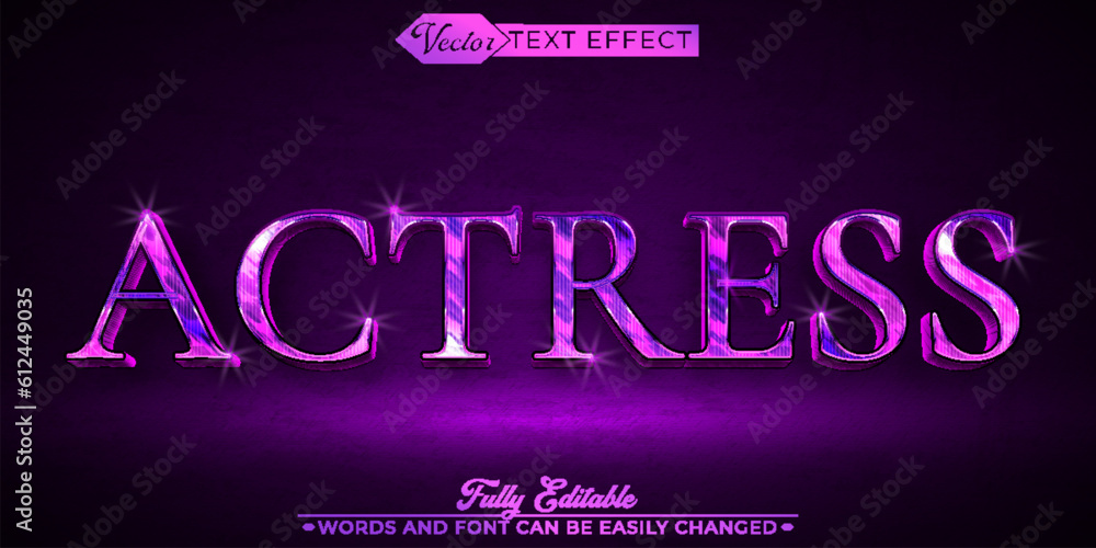 Luxury Purple Shiny Actress Vector Editable Text Effect Template