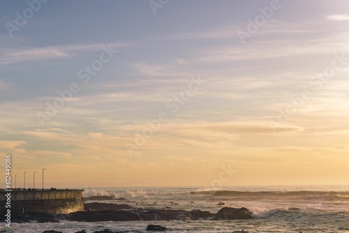 Mesmerizing view of the golden sunset over the sea