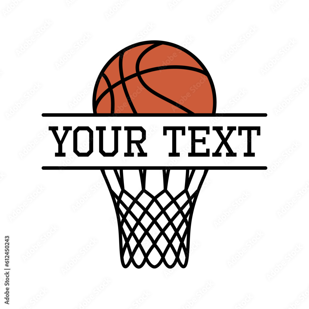 Basketball Ball Hoop Split Frame Sports Monogram Team Name