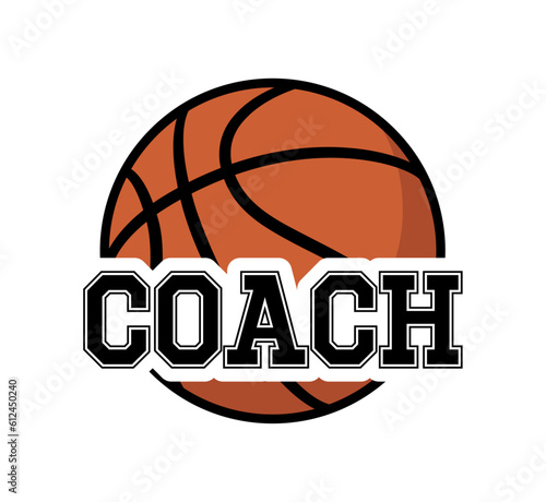 Basketball Coach Vector with Ball Varsity College Style