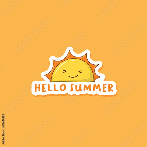 Colorful hand drawn summer sticker