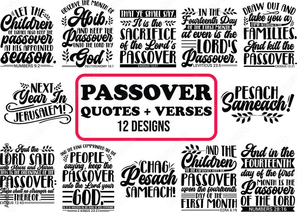 Passover Bundle Graphics, holiday quote, Passover Jewish holiday artworks, vintage graphics, pesach sameach graphic, retro hand drawn graphics, vintage calligraphy