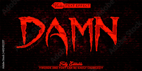 Horror Red Blood Damn Vector Editable Text Effect Template