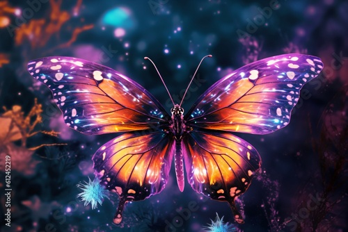 fascinating butterfly has a purple glow in the wings created with Generative AI technology