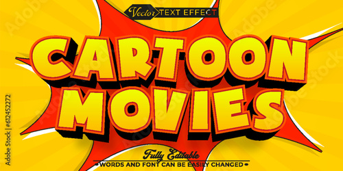 Kids Cartoon Movies Vector Editable Text Effect Template