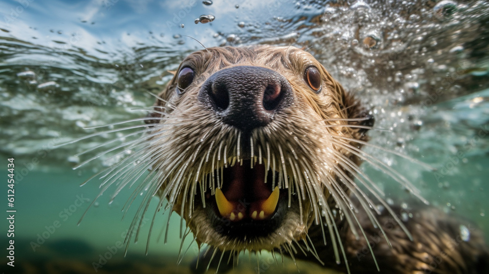 A funny moment captured as an otter pops its head out of the water, seemingly surprised by something unexpected Generative AI A funny moment captured as an otter pops its head out of the water, seemingly surprised by something unexpected Generative AI