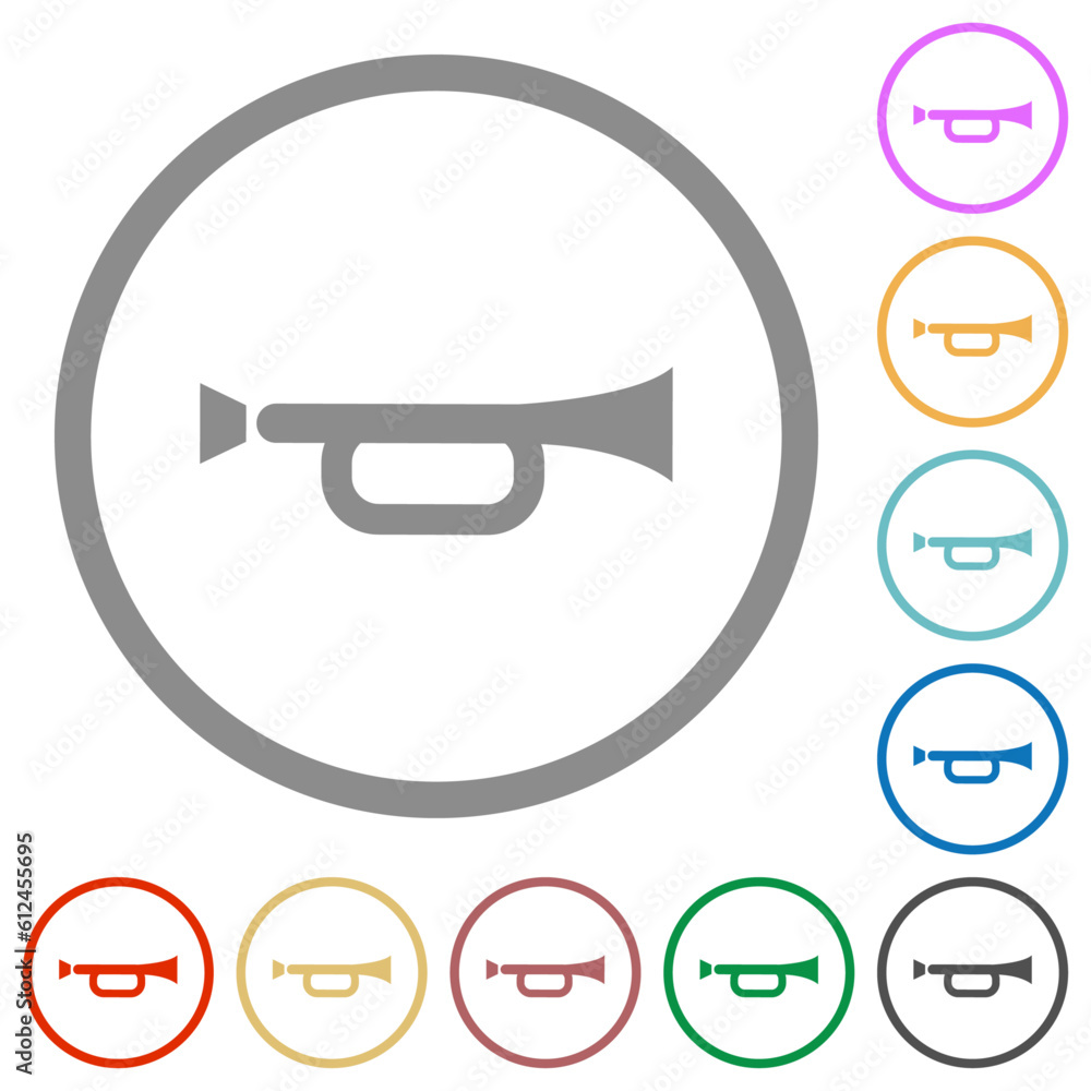 Horn flat icons with outlines Horn flat icons with outlines