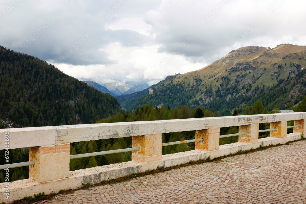 Fedaia dam lake under Marmolada mountain, Dolomites, Italy, Europe	