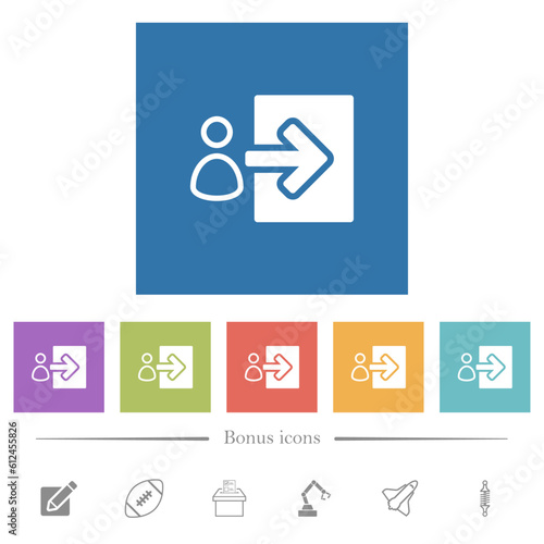 User login alternate flat white icons in square backgrounds