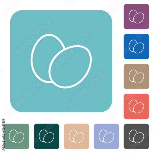 Two eggs outline rounded square flat icons