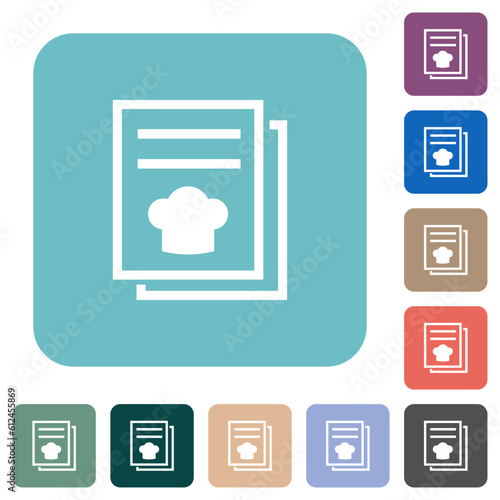 cookbook with chef hat rounded square flat icons