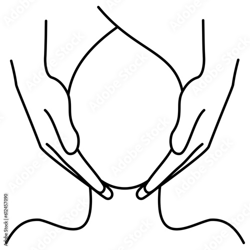 Head and face massage. Simple outline black thin line masseur service icon isolated on transparent background. Line thickness editable