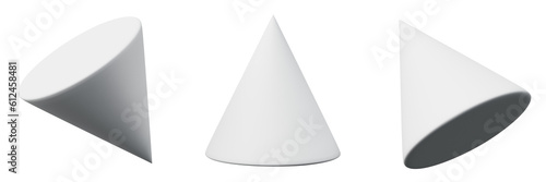 3d cone white realistic rendering of basic geometry object photo